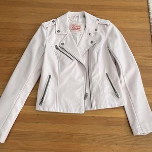 Levi's Vegan Faux Leather Zip Moto Biker Jacket Blush Pastel Pink XS